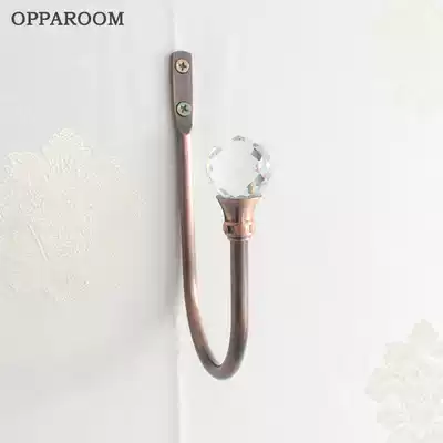 Small crystal head U-shaped wall hook High-end curtain wall hook screen curtain window decoration wall hanging punch hook L-shaped curtain accessories