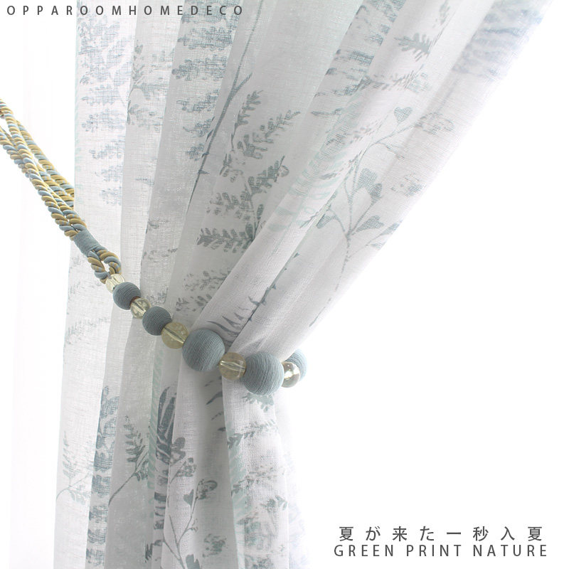 One second into the summer net red straight podcast room green color curtain yarn floating living-room bedroom balcony Minjuku Café finished