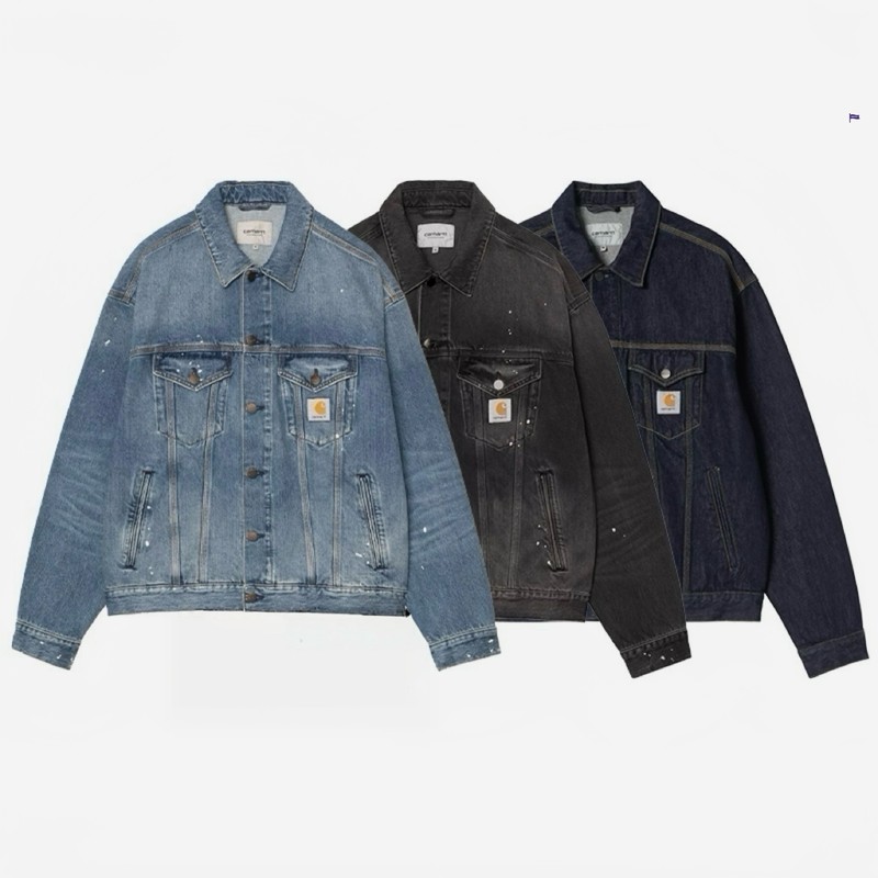 In Stock Carhartt Wip Helston Jacket Carhartt Denim Splatter Work Jacket 33352