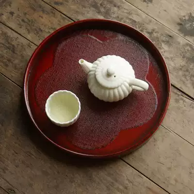 sus daily) exported to Japan Shan dark red wooden lacquerware plum blossom tea tray