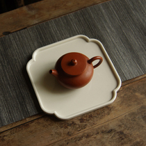 sus daily) Dehe white porcelain ash glaze ancient square pot tea tray