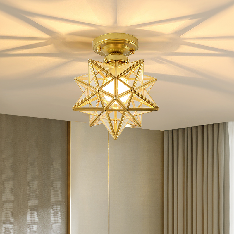 Brief Corridor Water Crystal Light Corridor Light All Copper Genguan Lights 2022 Net Red Stars Cylinder Light Luxurious and Concealed Spotlight