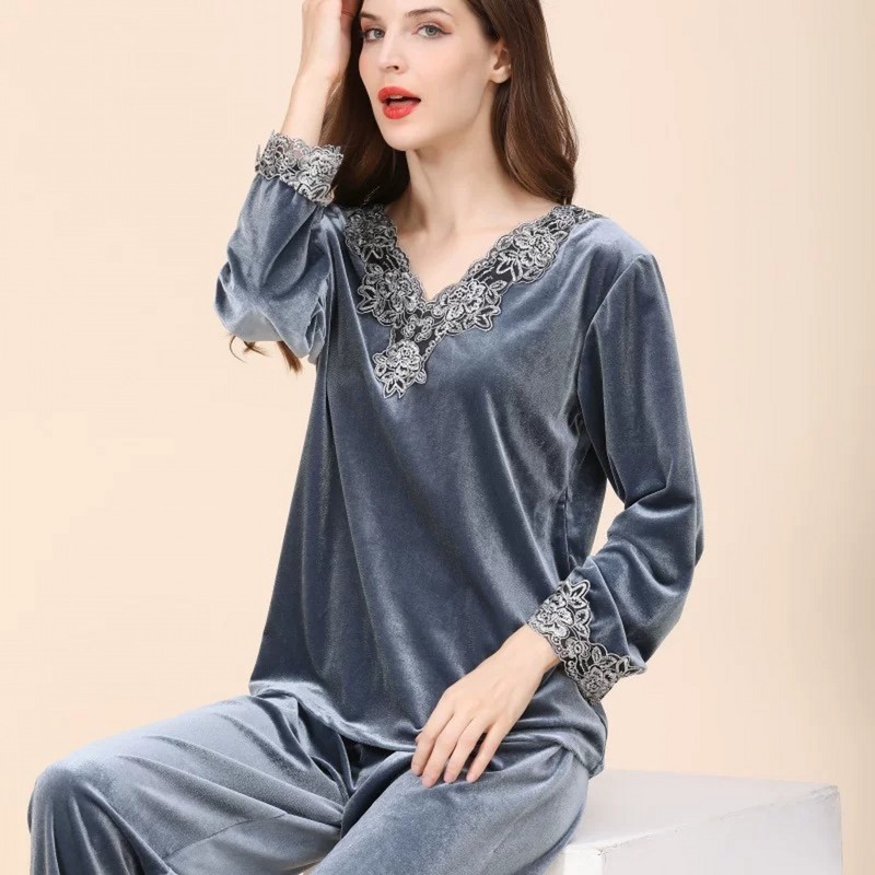 Velvet Pajamas for Women, Spring, Autumn and Winter, Long-Sleeved Pants, Velvet Pajamas Set, Large Size Coral Velvet Warm Home Clothes Velvet Pajamas for Women, Spring, Autumn and Winter, Long-Sleeved Pants, Velvet Pajamas Set, Large Size Coral Velvet Warm Home Clothes