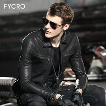 Leather mens leather sheep leather motorcycle youth coat tide slim Korean handsome Haining mens leather jacket clearance