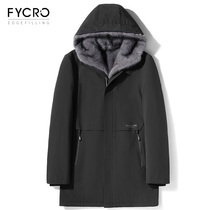 Parker clothing mens mink liner medium long leather hair integrated whole mink thick winter new leather mens niggle