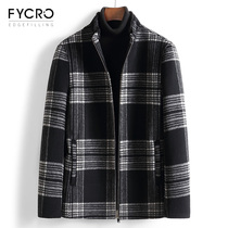 Plaid water mink fur collar new autumn and winter mens coat jacket turning over the fur what about the wool bifacial short?