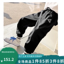 Boys work pants spring style 2022 new childrens handsome pair of pants a big baby boomer bunches foot foreign air long pants