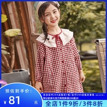 Childrens doll collar skirt Girls fashion dress 2021 autumn college style pattern Western princess skirt