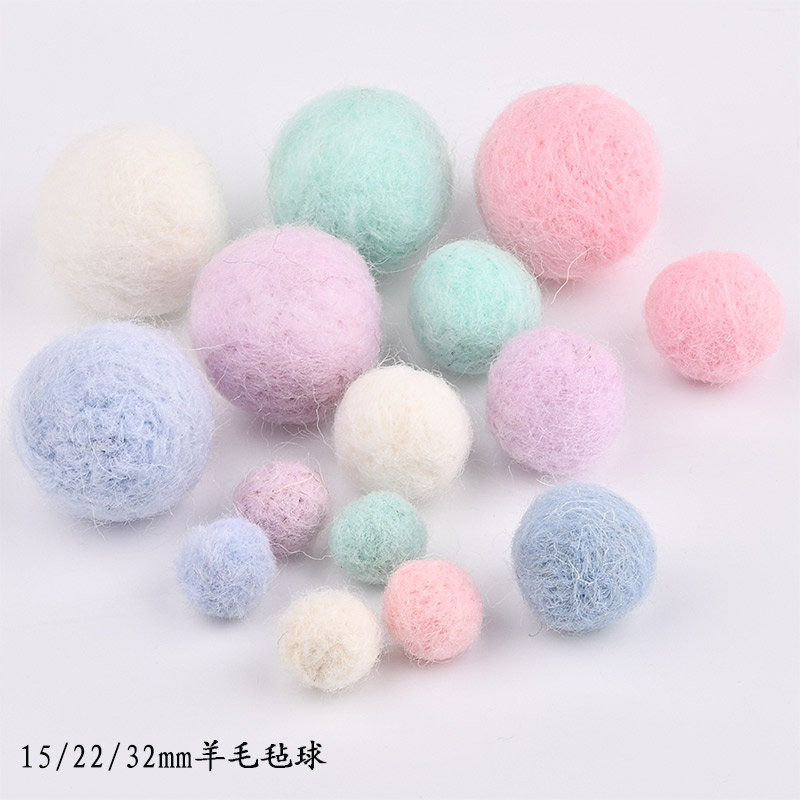 DIY Handcrafted Ornament Goat Felt Balls Macaron Colour Gross Matterball Material Children Hair Accessories Earrings Clothing Accessories