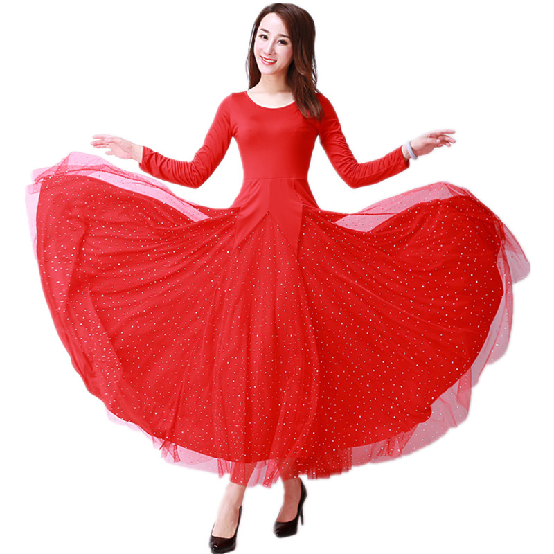 Khiêu vũ hiện đại thực hành váy khiêu vũ váy khiêu vũ dịch vụ thi đấu tiêu chuẩn quốc gia waltz nhảy váy váy lớn - Khiêu vũ / Thể dục nhịp điệu / Thể dục dụng cụ giày khiêu vũ nữ gót thấp