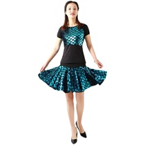 New short sleeve shiny skirt modern dance set performance skirt