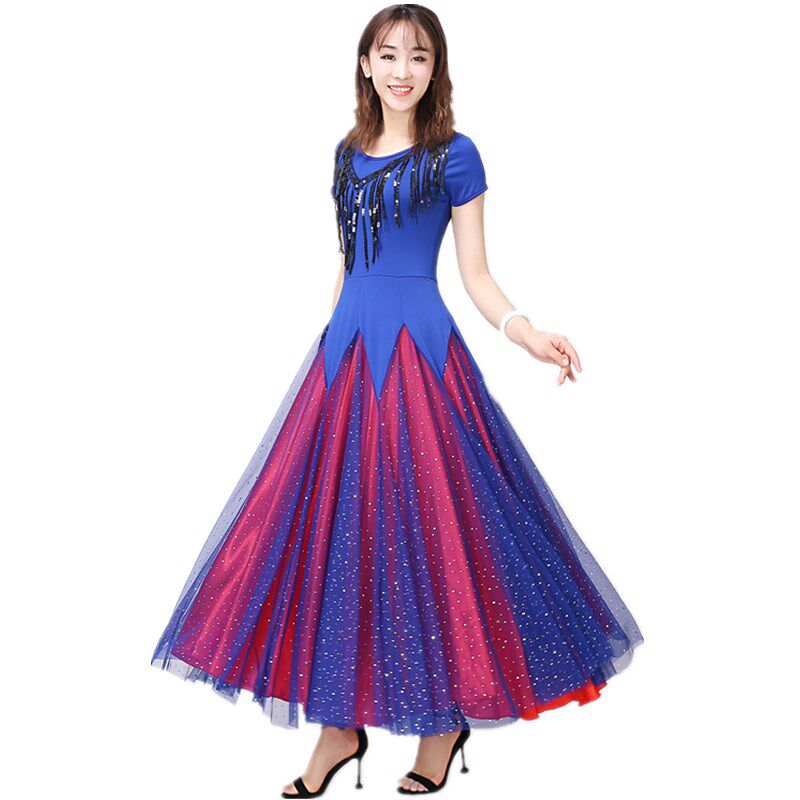 New modern dance skirt waltz performance large swing skirt tango competition dance clothing national standard dance dress ballroom dance skirt