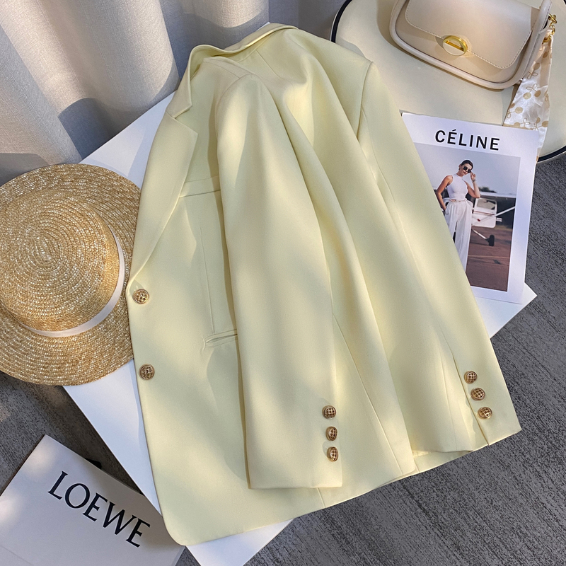 Creamy Yellow High-End Sweet and Elegant Blazer for Women, 2025 Autumn New Versatile Goddess-Style Top