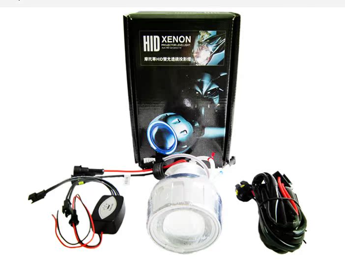 02-10 Đèn pha Honda VFR800 Sửa đổi ống kính đèn Xenon Mắt thiên thần lắp ráp chao mắt - Đèn HID xe máy