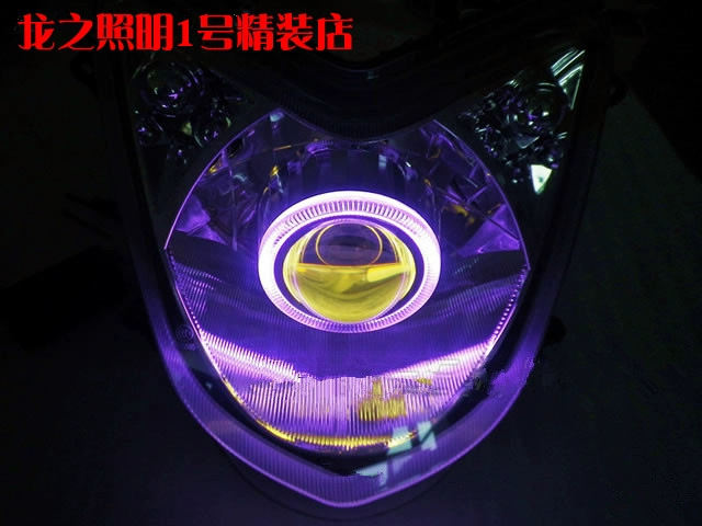 Thành phố Qianjiang Em bé QJ50QT-2 sửa đổi đèn pha Xenon ống kính thiên thần mắt quỷ lắp ráp mắt cá - Đèn HID xe máy