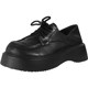 Meow's Sky 2024 Spring Big Round Toe Platform Sole Shoes Genuine Leather Lace-Up Black College Style Small Leather Shoes