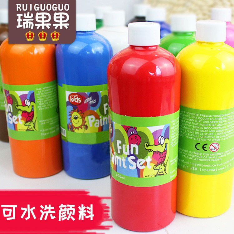 500ml large bottle children's kindergarten watercolor paint painting gouache wash finger palm print graffiti painting