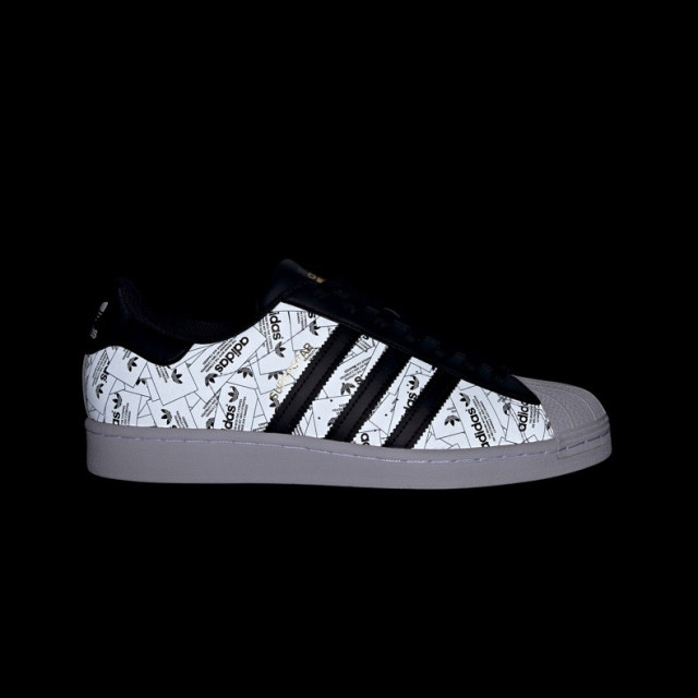 AdidasSUPERSTAR clover ພິມ LOGO ເກີບສົ້ນຕີນເກີບຜູ້ຊາຍແລະແມ່ຍິງ FV2819