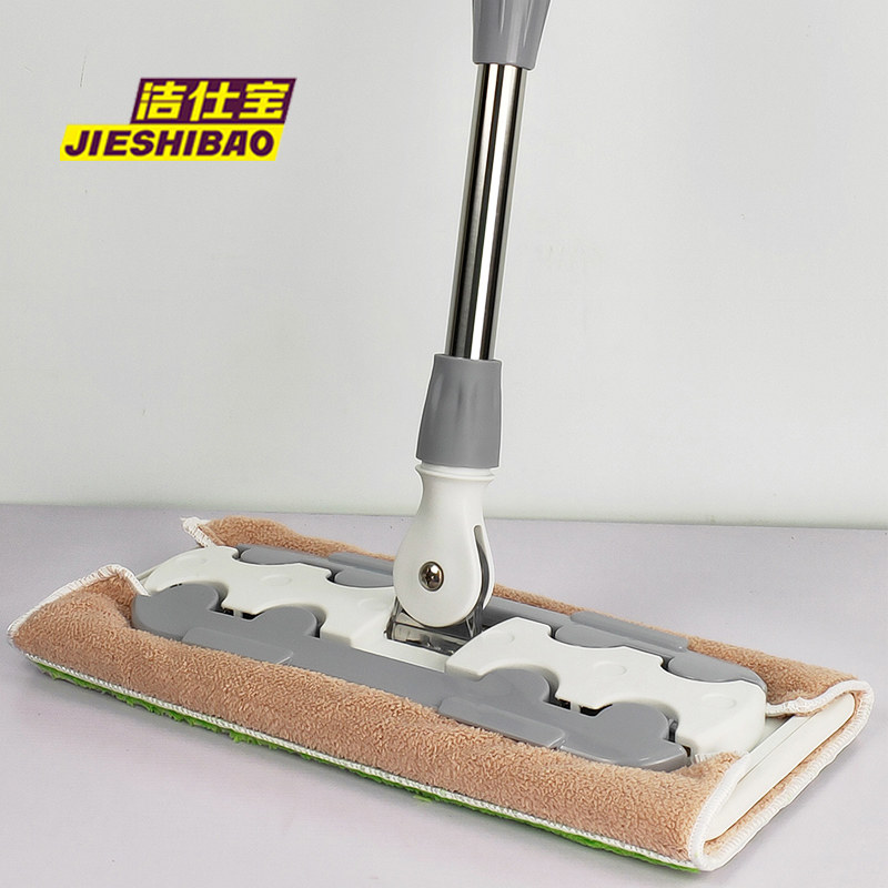 Jieshibo flat mop clamped household mop towel mop dry and wet dual laidback wooden floor mop head