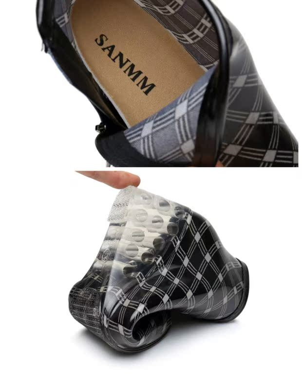 Phiên bản mới của Hàn Quốc cộng với giày đi mưa nhung nữ cao gót thời trang giày không thấm nước dành cho người lớn nêm ống ngắn chống trượt dây kéo giày ủng đi mưa chính hãng