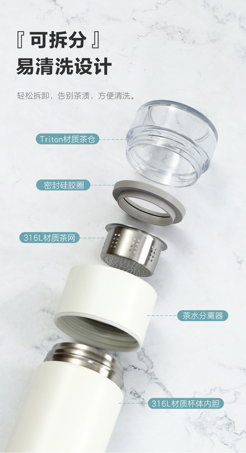 乐扣乐扣 三段式茶水分离 无缝316不锈钢内胆 保温杯 330ml 图14