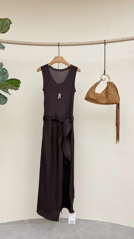 Quiet Series Minimalist 90S Icon Line Dress Draped Straight-Fit Slimming Elegant Long Sleeveless Dress for Women