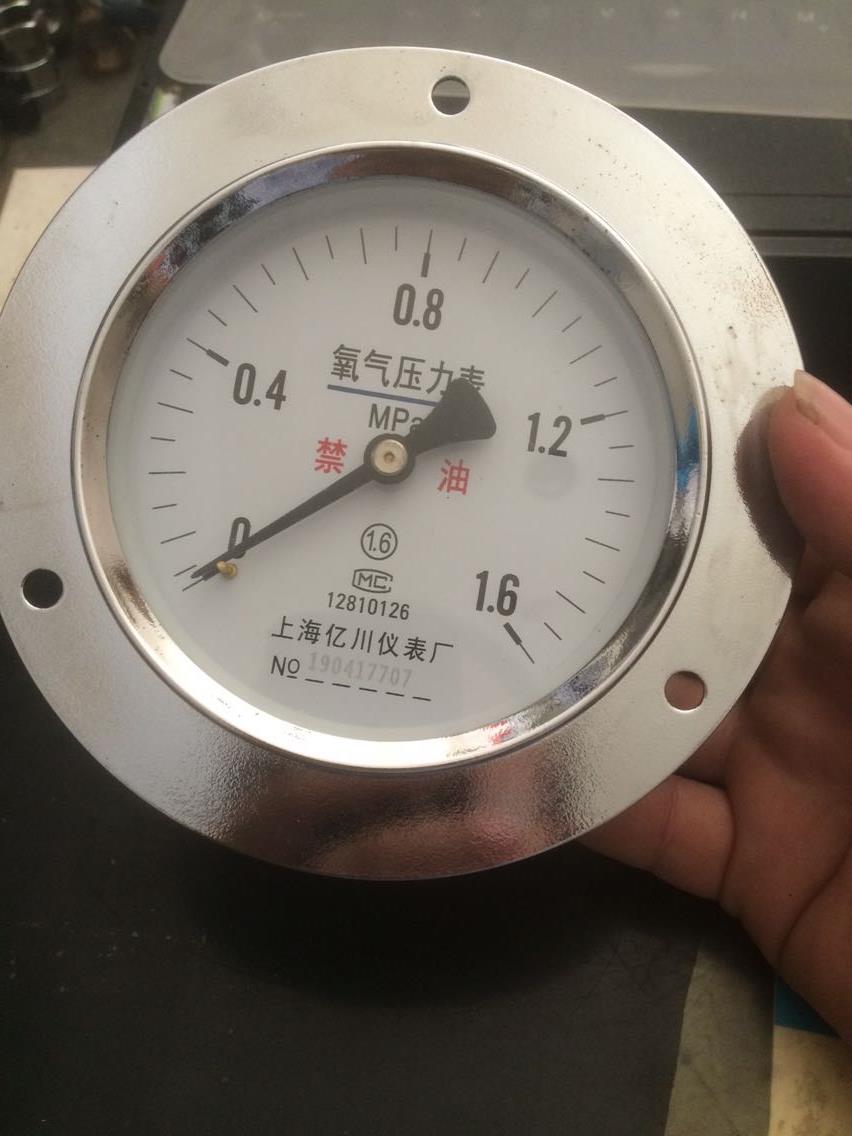 上海亿川氧压力表0-1.6MPa轴向带边框Y100禁油氧气储气罐高压氧仓