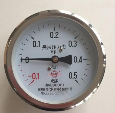 淄博新时代夹层压力表-0.1-0.5MPa内室山东新华灭菌器消毒锅配件