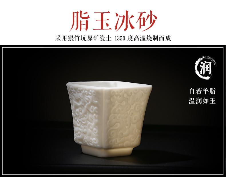 Suet jade porcelain cup sample tea cup dehua white porcelain fragrance - smelling cup single CPU personal master kung fu tea glass ceramics
