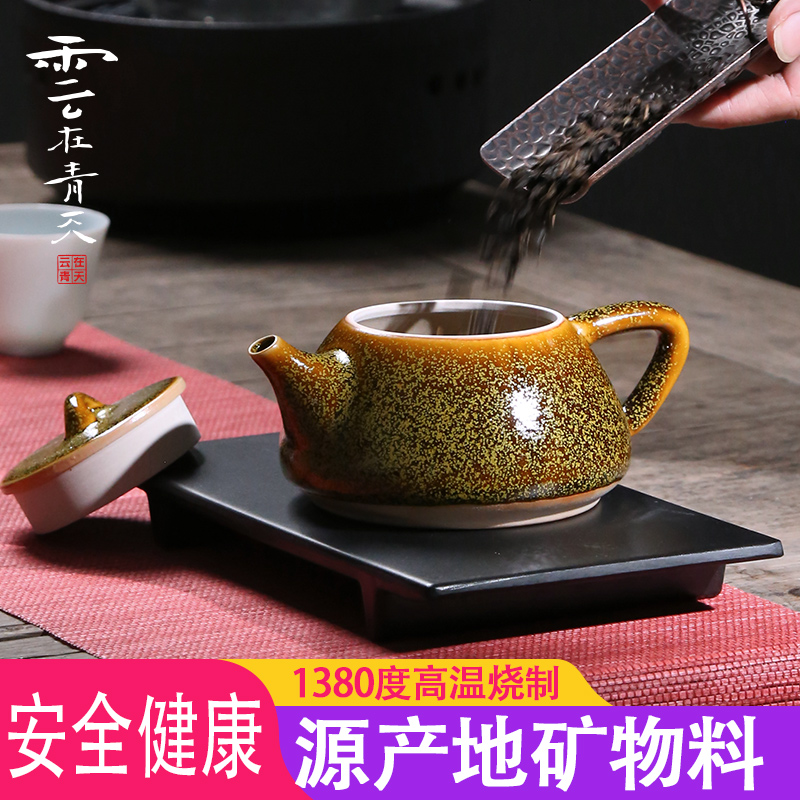 Built one large teapot xi shi pot all hand household ceramics single teapot kung fu tea set to send small tea cups