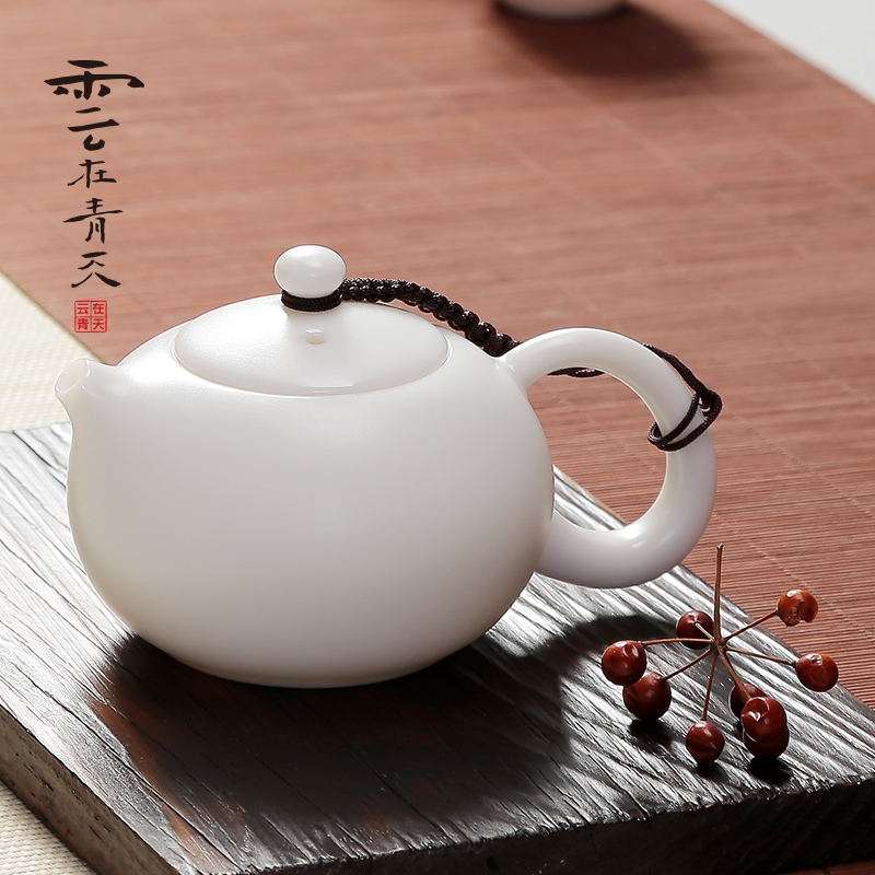 White porcelain kung fu tea set suit portable is suing travel dehua porcelain jade teapot teacup of a complete set of household contracted ceramics