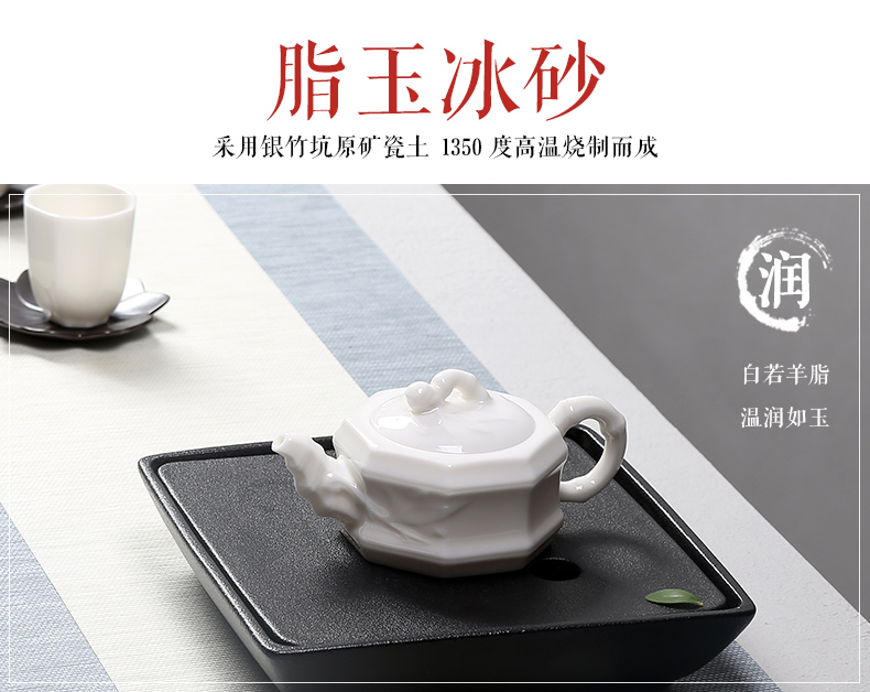 Small white porcelain beauty jade pot of manual dehua porcelain ceramic kung fu tea set the single tea pot lid to use household filter side