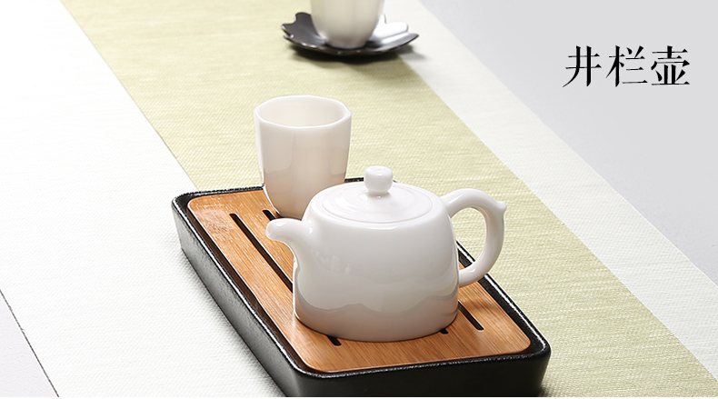 Small white porcelain beauty jade pot of manual dehua porcelain ceramic kung fu tea set the single tea pot lid to use household filter side