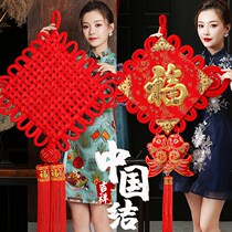 China knot knit knit line drawing room large-scale Xinhuan high-end new residential TV background wall hanging on door