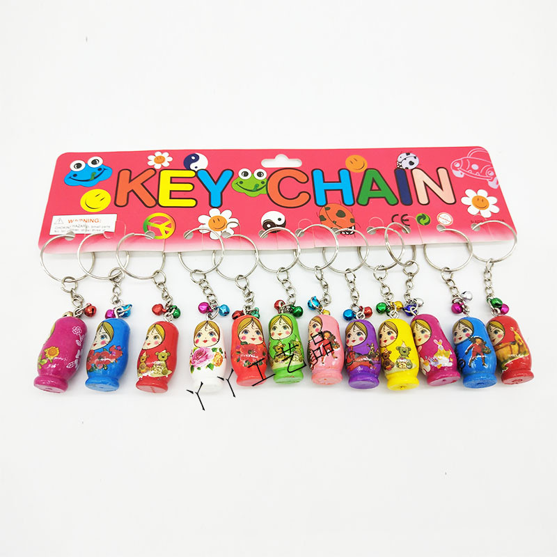 Universal Car Key Button Keychain Craft Gift Wooden Toy Gift Russian Set Dolls Customized