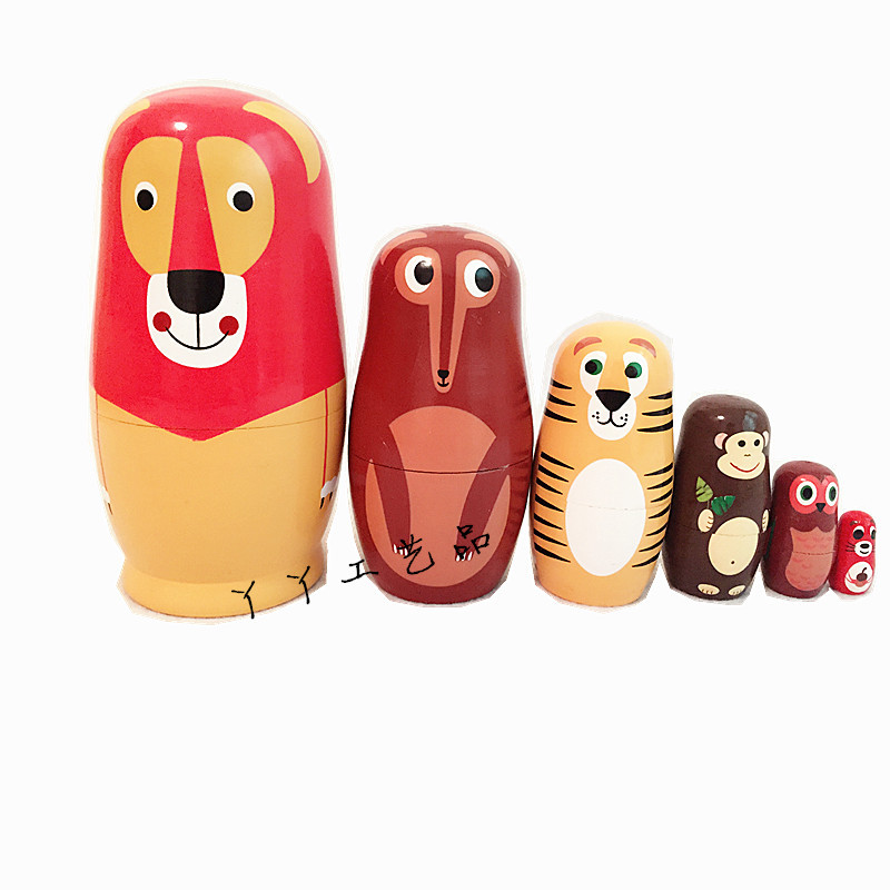 (Special offer) Six-layer fox animal Russian nesting doll educational wooden toy craft gift gift