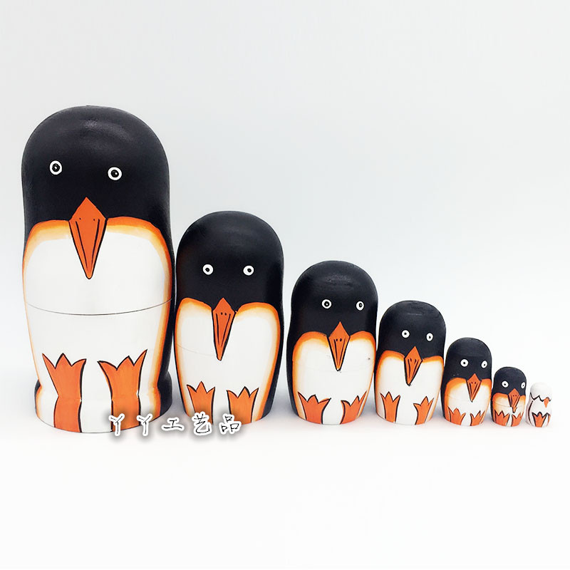 Seven Layers Penguin Russian Kit Dolls Wooden Toy Gift Wish Doll Couple Birthday Gift customization