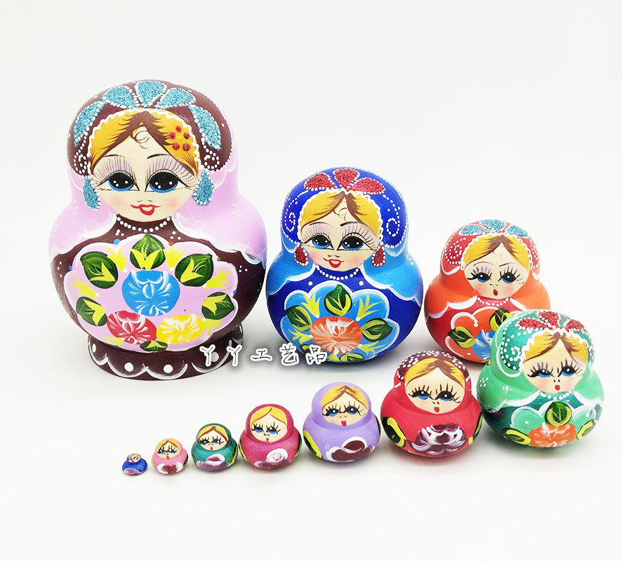 ten floors big belly flowers open rich and expensive Russian set dolls wooden toy craft gift wish doll birthday present