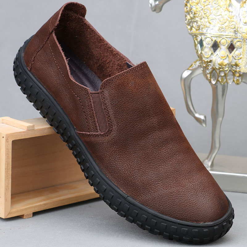 Foreign trade men's shoes genuine leather casual leather shoes men's head cow leather one foot pedal soft bottom soft leather handmade sloppy shoes driving shoes