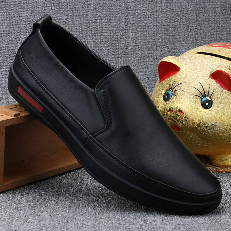 Soft Bottom Men's Shoes Spring Autumn Bean Beans Shoes Man Thin head layer Bull Leather Men Breathable soft-sole Casual Leather leather Leather Deodorant