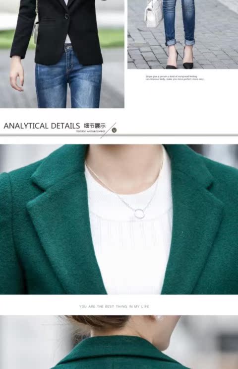 Áo khoác mùa thu đông 2018 phiên bản Hàn Quốc của len dài tay Slim suit giản dị phù hợp với chuyên nghiệp nhỏ phù hợp với quần áo nữ áo khoác nữ cao cấp