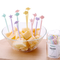 20 boxed fruit sign home creative cute cartoon animal decoration small fork Children Baby long fruit insert