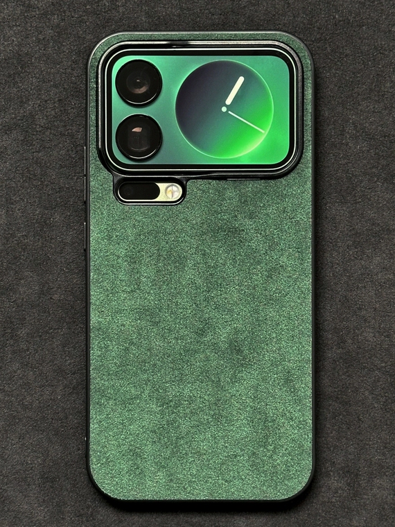 Meobkera Two-Tone Dark Green Black Textured Camera Screen Phone Case