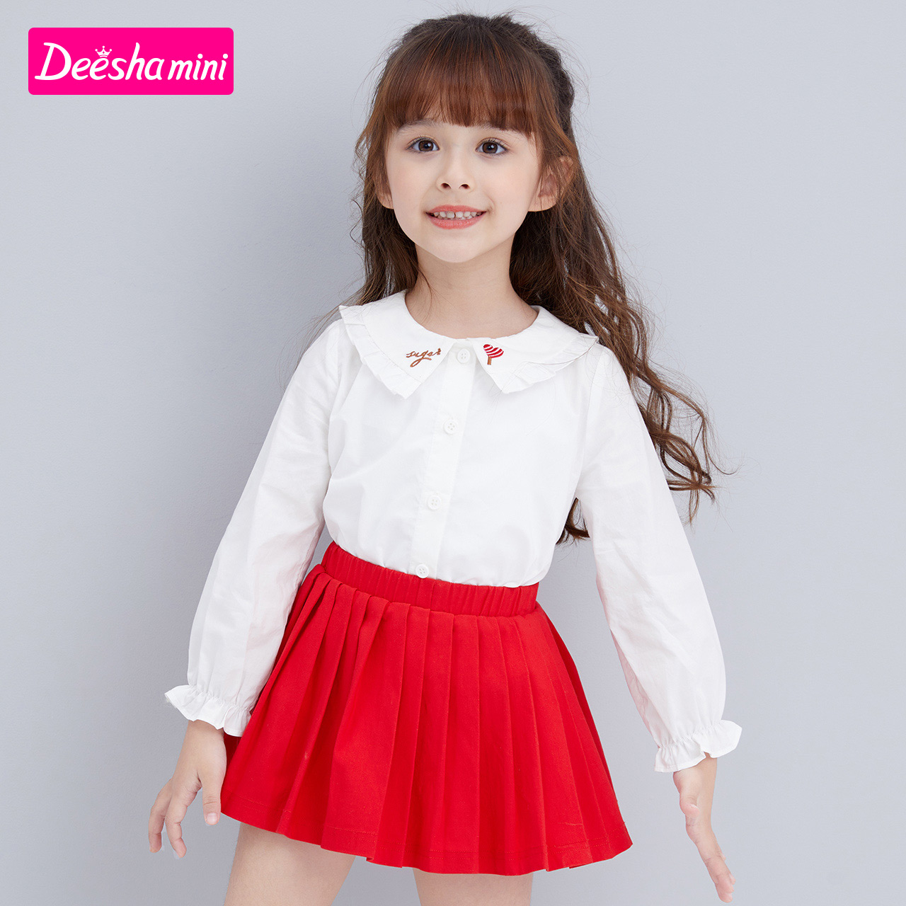 Disa Children's clothing Girls ' shirts 2021 spring and summer new doll collar shirt Foreign school children's base shirt T-shirt