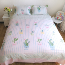 Cotton cotton cartoon childrens four-piece bed sheet quilt cover baby girl princess room bed happy cactus