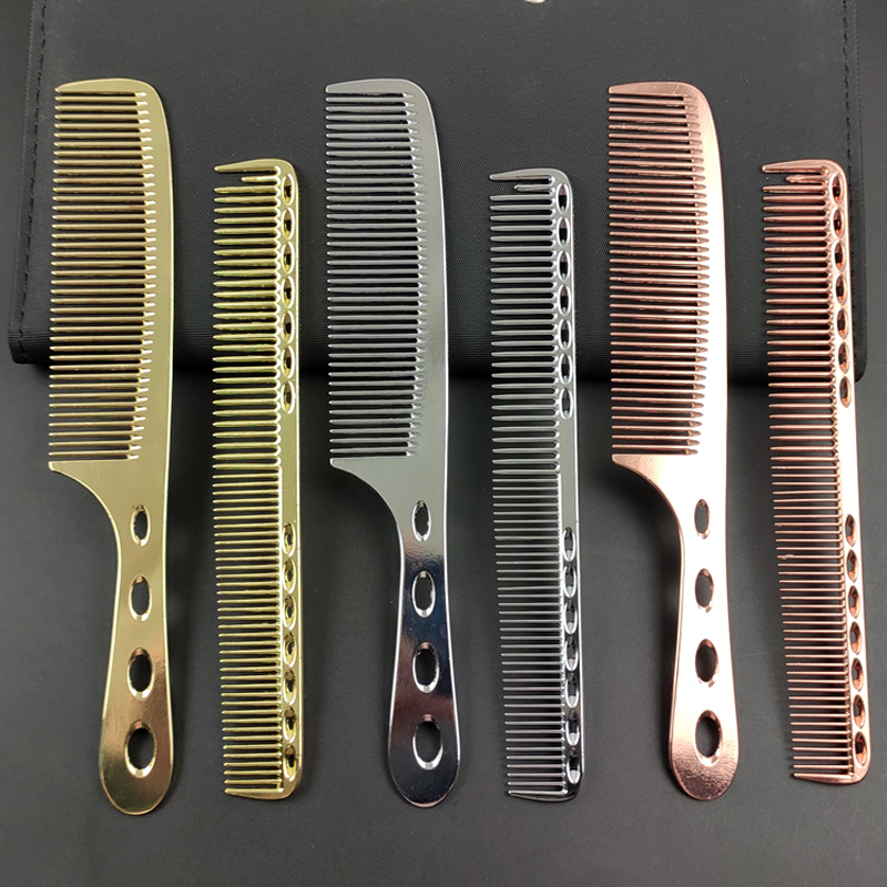 Hairstylist special space aluminum comb haircut men and women hairdressing comb anti-static thin flat head men's apple comb