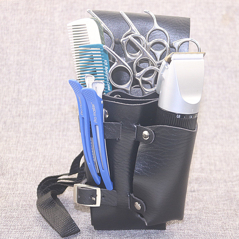 Hairstyler bag bag bag hair cutting toolsscissorbag push comb PU skin black pet cutting bag