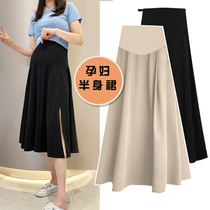 Medium long section Pregnant Woman Half Body Dress Pure Cotton Summer Dress Thin with Belly Damp Moms Little Guy Fashion Loose Big Code Big Swing Dress