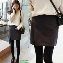 Pregnant woman skirt autumn and winter thickened wool 2021 autumn new fashion mom belly Korean version of the bottom bag hip short skirt