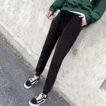 Autumn and winter style plus velvet thickened pregnant women pants autumn 2021 New Tide mother wear wild loose warm sweatpants